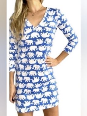 Lilly Pulitzer Christie T-Shirt Dress"Tusk In The Sun" Elephant Print Sz Medium